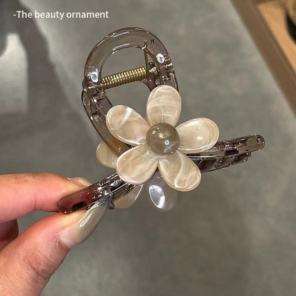 Korean Acrylic Flower Clip for Women, Versatile Medium Size Ins Small Fragrance Style Pastoral Half-Tied Clip Hair Accessory Pastoral Style