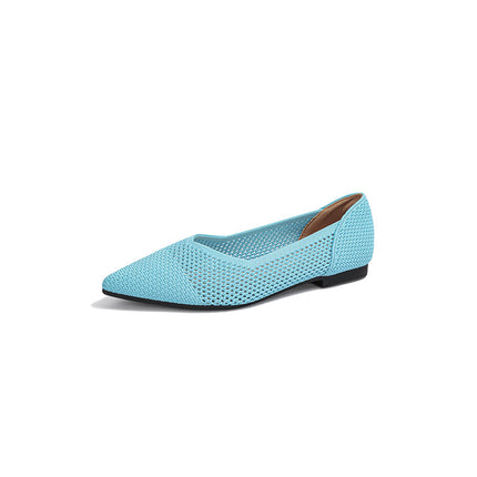Japanese Princess Shoes Women's Pointed Shallow Mouth Flying Woven Hollow Knitted Shoes Soft Bottom Casual Flat Bottom European and American Foreign Trade Summer