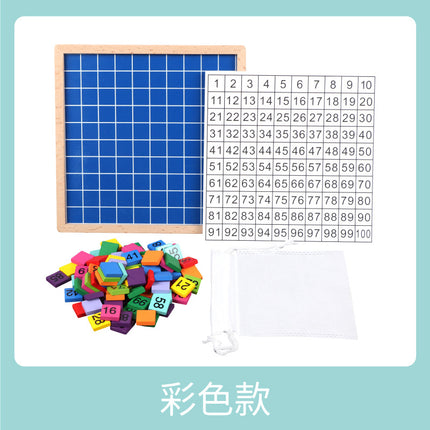 Montessori Mathematics Teaching Aids 1-100 Digital Continuous Board Sorting Board Children's Educational Early Education Wooden Hundred Board Children