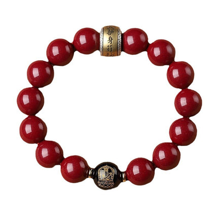 Imitation Cinnabar Loose Bead Bracelet Men's Zodiac Year Dragon Men's Bracelet Agate Natal Buddha Bracelet Gift Handheld Accessories for Women