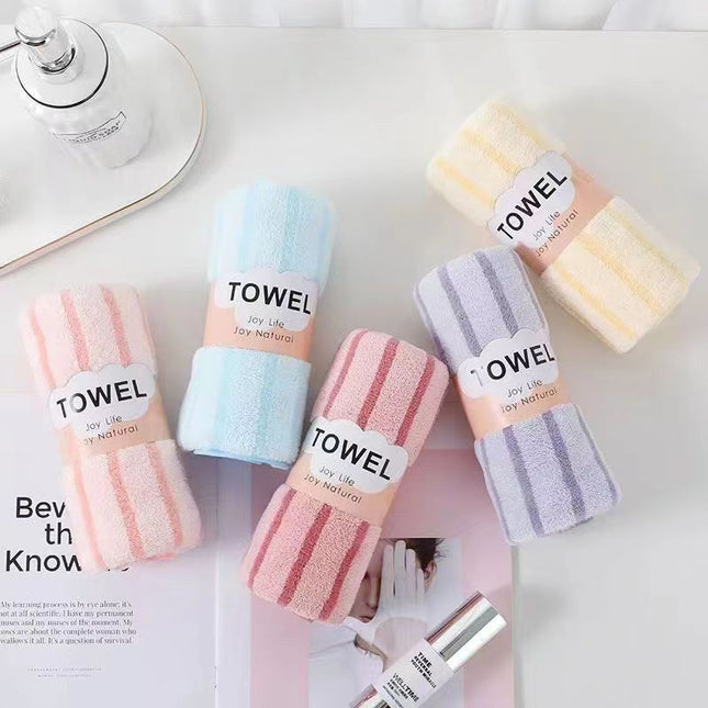 Coral Velvet Towel Striped Manufacturer Wholesale Face Wash Gift Wedding Return Gift Soft Absorbent Lint-Free Drop Shipping