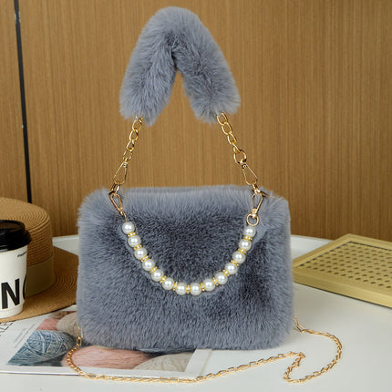 Cross-border Autumn and Winter Plush Bag New Style Bag Women's Ins Niche Chain Crossbody Bag Fashionable Small Square Bag Mao Mao Bag