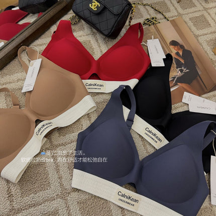 Traceless All-round Fixed Cup Milk Leather Soft Litching Underwear Women's Small Chest Gather-up Large Traceless Bra Women