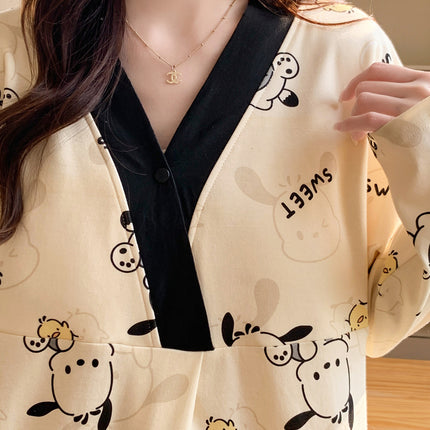 Chest Pad Moon Dress Spring and Autumn Cotton Postpartum Breastfeeding dress Summer Nightgown for Pregnant Women Nightgown During Pregnancy Feeding Nightgown