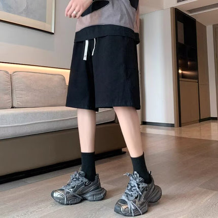 khaki Cotton Tooling Shorts Men's 2025 Summer Casual Straight Pants Men's Loose Sports Pants