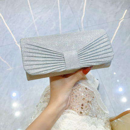 New Cross-border Pleated Clutch Bag Shiny Evening Bag Chain Fashion Party Women's Bag Shoulder Crossbody Mini Bag
