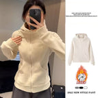 Apricot [hooded double zipper fashionable and versatile] plus velvet style / S [recommended below 50kg]