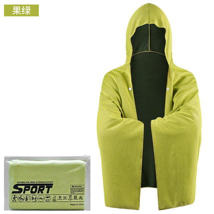 Outdoor sports cold sunscreen cloak large quick-drying hooded beach bath towel absorbent sunshade shawl cold towel