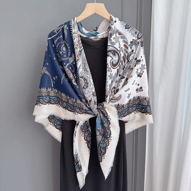 New exotic cashew flower square 130x 130 ladies atmosphere soft cotton breathable scarf shawl
