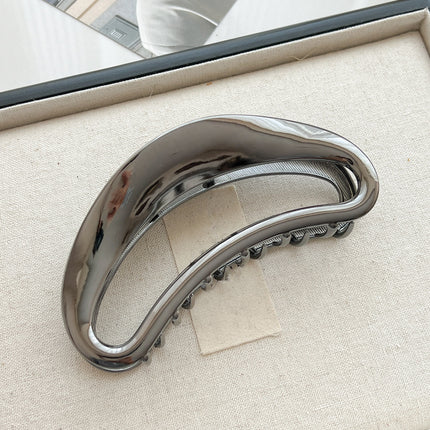 Unusual ~ ins high-grade silver gray design metal hairpin female head cold wind shark clip large grip clip