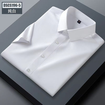 Men's Shirts, Men's Long-Sleeved Summer Business Style Cool and Breathable Mulberry Silk Series Shirts, High-End Non-Iron White Shirts