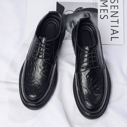 2026 Spring New Lace-Up Men's Shoes, Versatile Men's Black Genuine Breathable Soft Leather Soft-Soled Business Casual Leather Shoes