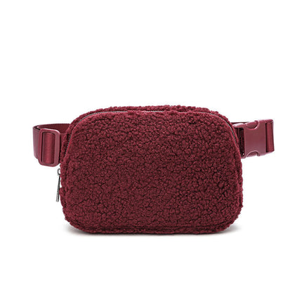 Amazon Spot Same Style Lulu Plush Waist Bag Casual Outdoor Sports Crossbody Bag Spot Mobile Phone Bag Fitness Bag