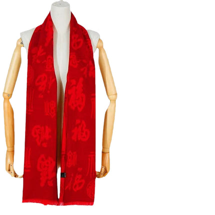 Annual Scarf Logo Chinese Red Embroidery Big Red Classmate Party Pattern Opening Cashmere Autumn and Winter for Men and Women