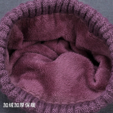 Middle-Aged and Elderly Knitted Hats Plus Plush Woolen Hats, Autumn and Winter Women's Scarf Hats, Warm Ear Protection Mother Hats, Winter Hats