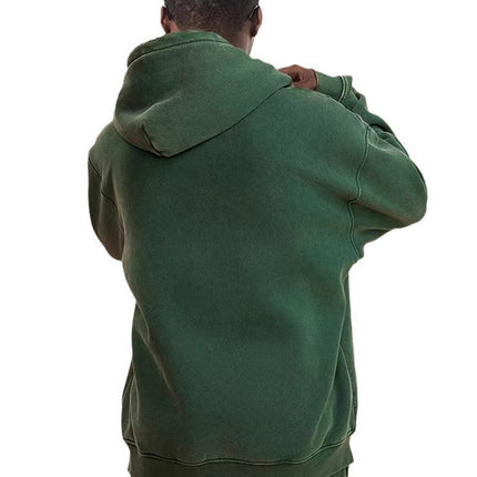 2026 Autumn/Winter Heavyweight Fleece-Lined Thickened European and American Retro Cross-Border Washed Sweatshirt Men's Trendy Sports Hoodie Men's Hooded Sweatshirt