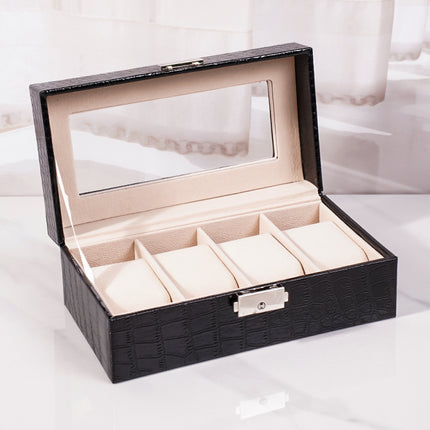 High-End Crocodile Pattern Multi-Compartment Watch Box Jewelry Box Finished Product 10-Compartment Bracelet Jewelry Storage Display Box Cross-Border Shipping
