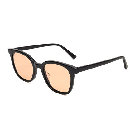 M140 High-End Sunglasses for Women, Plate Round Frame Sunglasses for Driving, Men's Black Frame Trendy Finished Plate Glasses