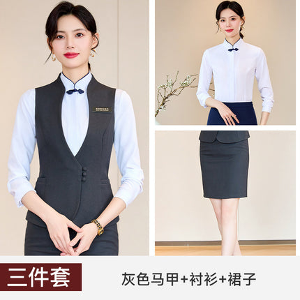 Women's Jewelry Store Sales Professional Suit Vest suit Women's Spring and Autumn Hotel Front Desk Manager Work Clothes Three-piece Set