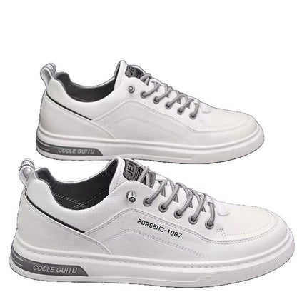 Men's Sneakers 2025 New Trendy Casual Shoes Versatile Leather Shoes Men's Slip-On White Shoes Men