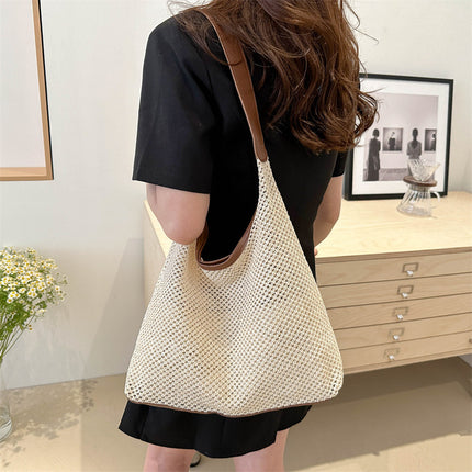 Ins Woven Tote Bag Straw Bag Large Capacity Underarm Bag Shoulder Bag Holiday Style Beach Bag Women's Portable