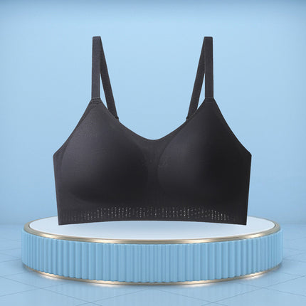 Summer Thin Large-Breasted Special Wire-Free Latex Bra Top-Up Jelly Anti-Sagging Vest-Style Seamless Intimates for Women