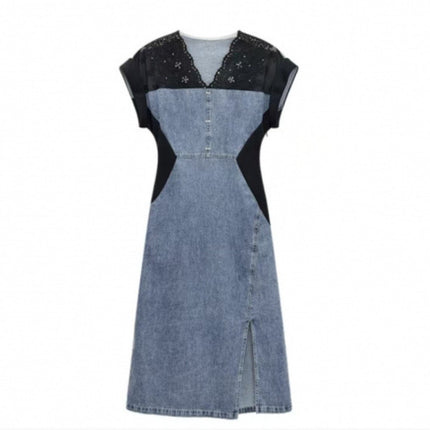 European Station 2026 Summer New Fashion Casual Hourglass Figure Waist-Cinching Versatile Denim Dress for Women
