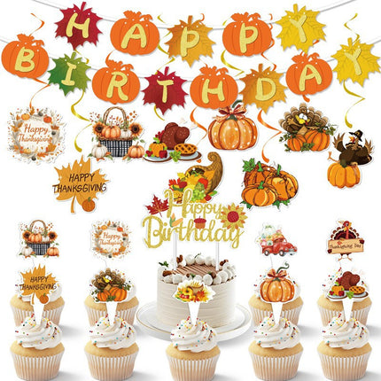 Amazon New Cross-Border Holiday Theme Party Supplies Thanksgiving Flag Banner Garland Hanging Decorations