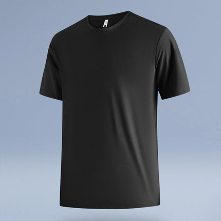 Dan Baoni | Summer Cool Sense Sunscreen Solid Color Advanced Sense Ice Silk Men's T-Shirt Loose Round Neck Shoulder Short Sleeve Customization