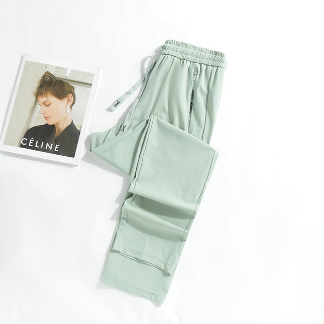 2024 Summer New Men's and Women's Ice Silk Elastic Couple Sports Pants Men's Sports Casual All-match Loose Sports