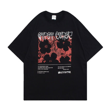 Vunc Men's Clothing | Screen-Printed 270g National Trend Combed Cotton Printed Heavyweight Trendy Brand Short-Sleeve T-Shirt for Men and Women Couples