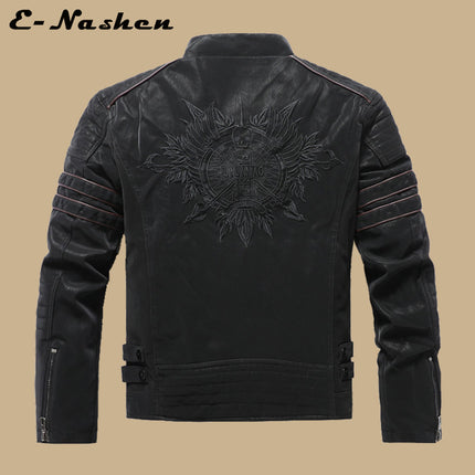 Factory Direct Sale Men's Autumn and Winter Suede Leather Jacket Fashion Slim Brushed Pu Motorcycle Trendy Brand Slim Coat