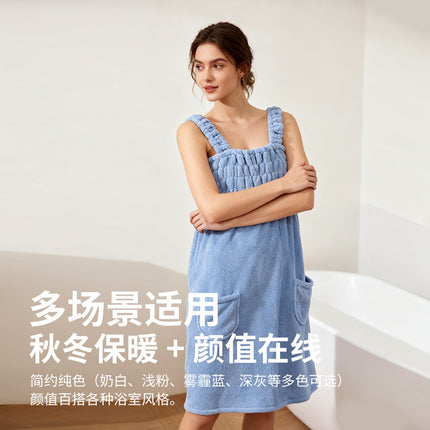 Cross-Border Fashion New Wearable Coral Velvet Suspender Dress Women's Full-Body Sleeveless Bathrobe Absorbent Bathing Skin-Friendly Bath Towel