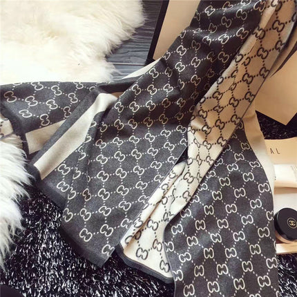 Autumn and Winter New Scarf Women's All-match European and American Style Shawl Letter Cashmere Double-sided Warm Korean Style Scarf