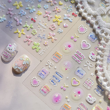 Shell Light Cute Balloon Puppy Nail Art Sticker Embossed 3D New 5D Stereo Kidsren's Nail Sticker Decoration