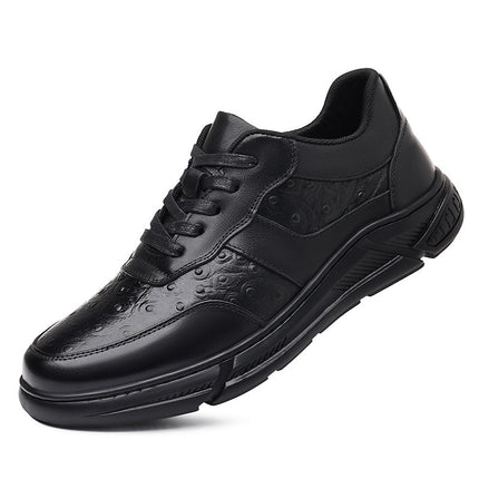 Spring New Men's Shoes, First-Layer Cowhide, Lightweight Sports Casual Shoes, Ostrich Pattern, Versatile Men's Leather Shoes, Genuine Leather