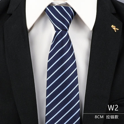 Tie Men's Forsuit Business Blue Striped Shirt Suit Hands Lazy People Zip-Free Wedding Trend