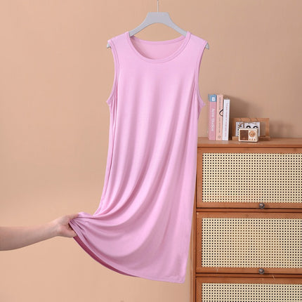 Modal Vest Dress Nightgown Women's Bottoming Skirt Summer Large Size Thin Sleeveless Mid-Length Skirt Fat mm 100kg Dress