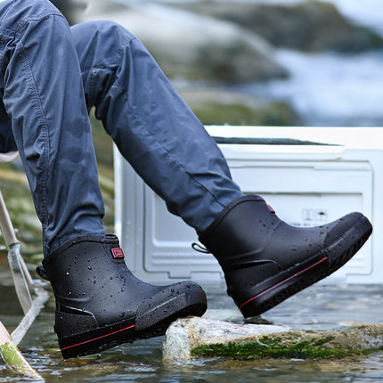Fashion Short Rain Shoes Men's Low Work Shoes Low-top Non-slip Kitchen Shoes Wear-resistant Rubber Shoes Fishing Shoes Waterproof Shoes