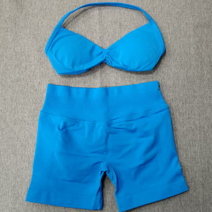 suit DF Amazon Explosions Shorts Small Bra High Elastic Superfine Extinction Nylon Hanging Neck Beauty Back Sports Vest
