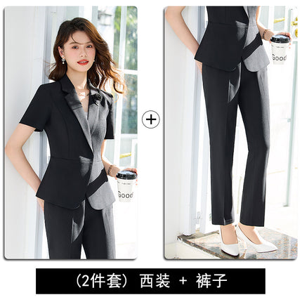 Professional Suit for Women Summer New Style Goddess Style Short-Sleeved Workwear Hotel Front Desk Jewelry Store Workwear Suit