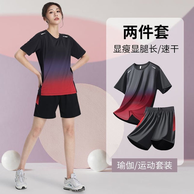 Short-sleeved T-shirt shorts men's and women's sports suit leisure thin fashion handsome youth outdoor ball clothing manufacturers direct supply