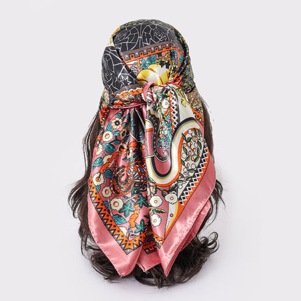 Spring and Autumn New Large Square Scarf Large Silk Scarf Decorative South Korea All-match Women's Scarf Headscarf Scarf Chic Style Hair Belt Art