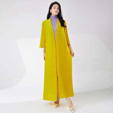 Miyake Fashion Women's High-End Unique Dress Set, Fashionable Gradient Dress, Elegant Two-Piece Set