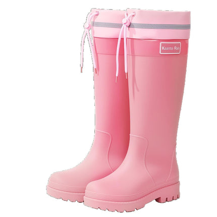 New Fashionable Women's Shoes, Extra High Women's Outer Wear Rainforest Hiking Wading Shoes, Heightening Waterproof Women's Water Shoes, Rubber Shoes and Overshoes