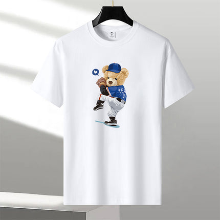 Pure Cotton Short-sleeved T-shirt Men's Loose Round Neck Summer Thin Top Clothes Loose Casual plus size Fatty Base Shirt