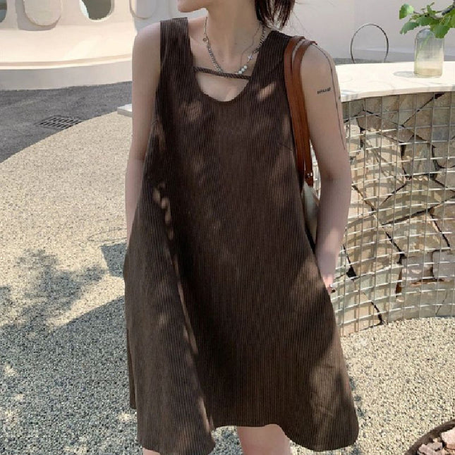 dress 2024 Korean-style Internet Celebrity Pit Simple Elegant Retro Vest Dress A- word Slim Fashionable dress