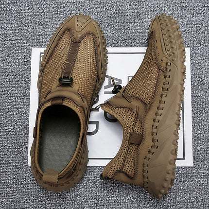 Cross-Border Hot-Selling Summer New Products Hand-Stitched Mesh Shoes Hollow Breathable Casual Men's Outdoor Hiking Shoes River Tracing Shoes