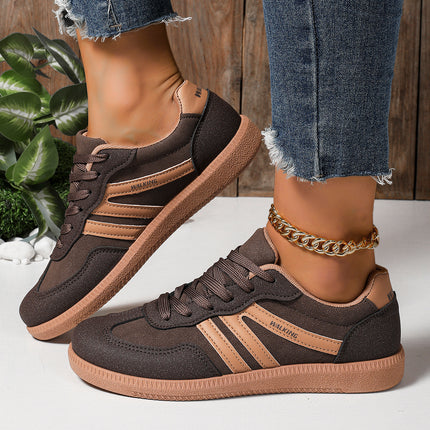 Foreign Trade Large Size 2024 Autum New Flats-Soled Casual Outer Wear Non-Slip Moral Training Shoes Lace-Up Lightweight Sports Shoes for Women