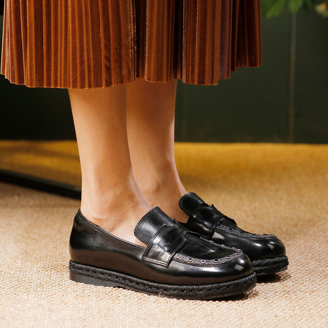 Shoes Women's Shoes Versatile 2025 Fashion Light Luxury Autumn Single Shoes First Layer Cowhide Retro Flat Heel Slip-On Loafers